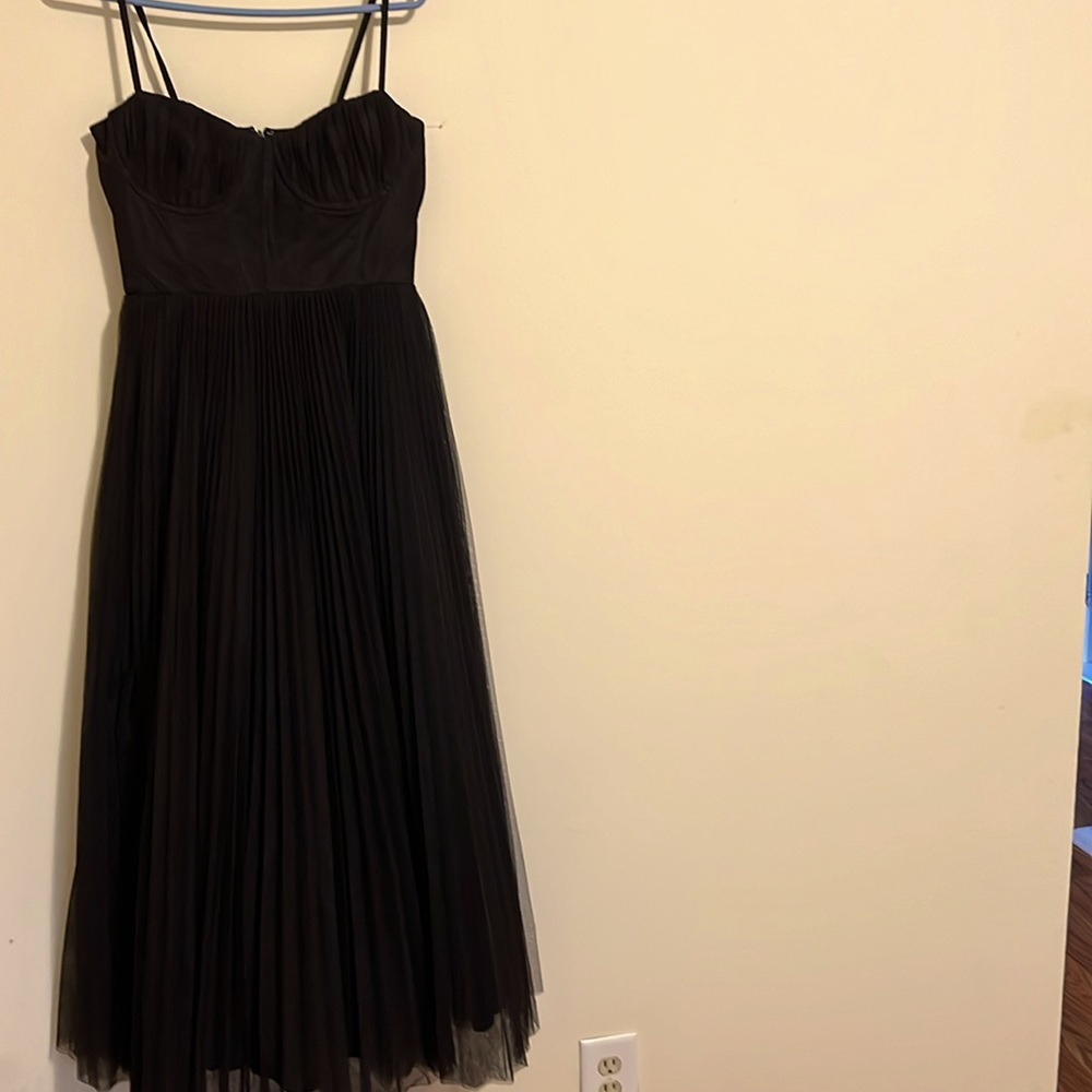 Hutch Elegant brown tulle corset Midi Dress with Spaghetti Straps size 8 NWOT